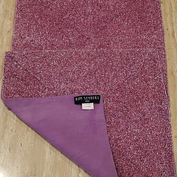 Kim Seybert Glass Bead Pink Purple Placemats Shiny Sparkle Set of 2 14" Square - Picture 1 of 9